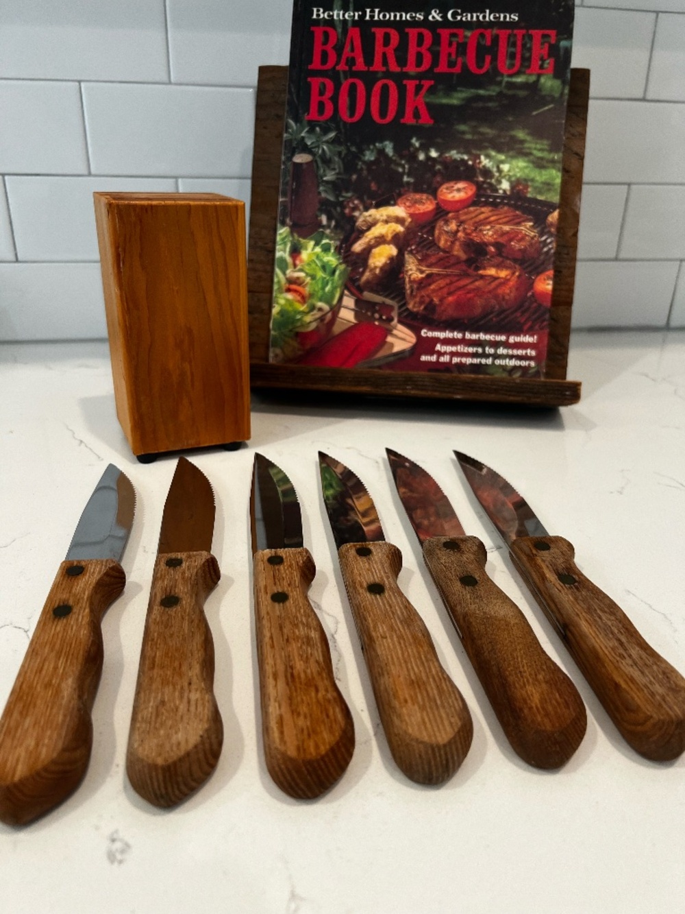 Steak Knives in a Wooden Block